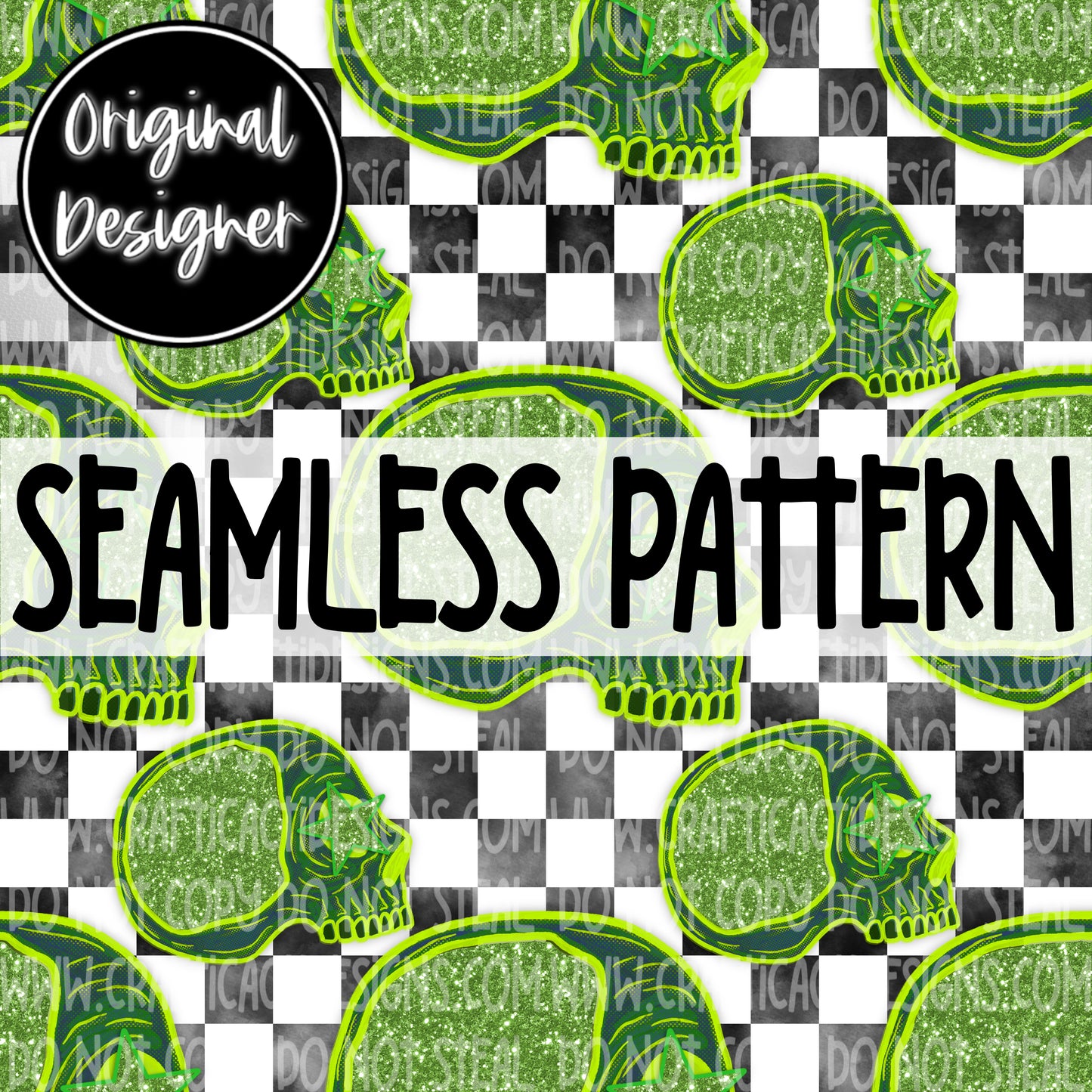 Green Skellie Seamless Digital Download