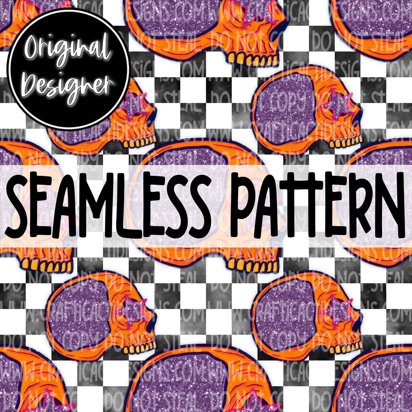 Orange Skellie Seamless Digital Download