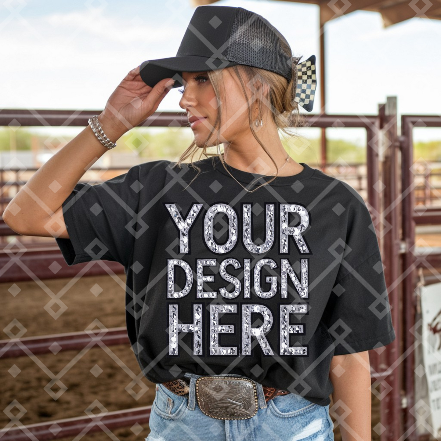 Black Gildan Tee Cowgirl Mock Up