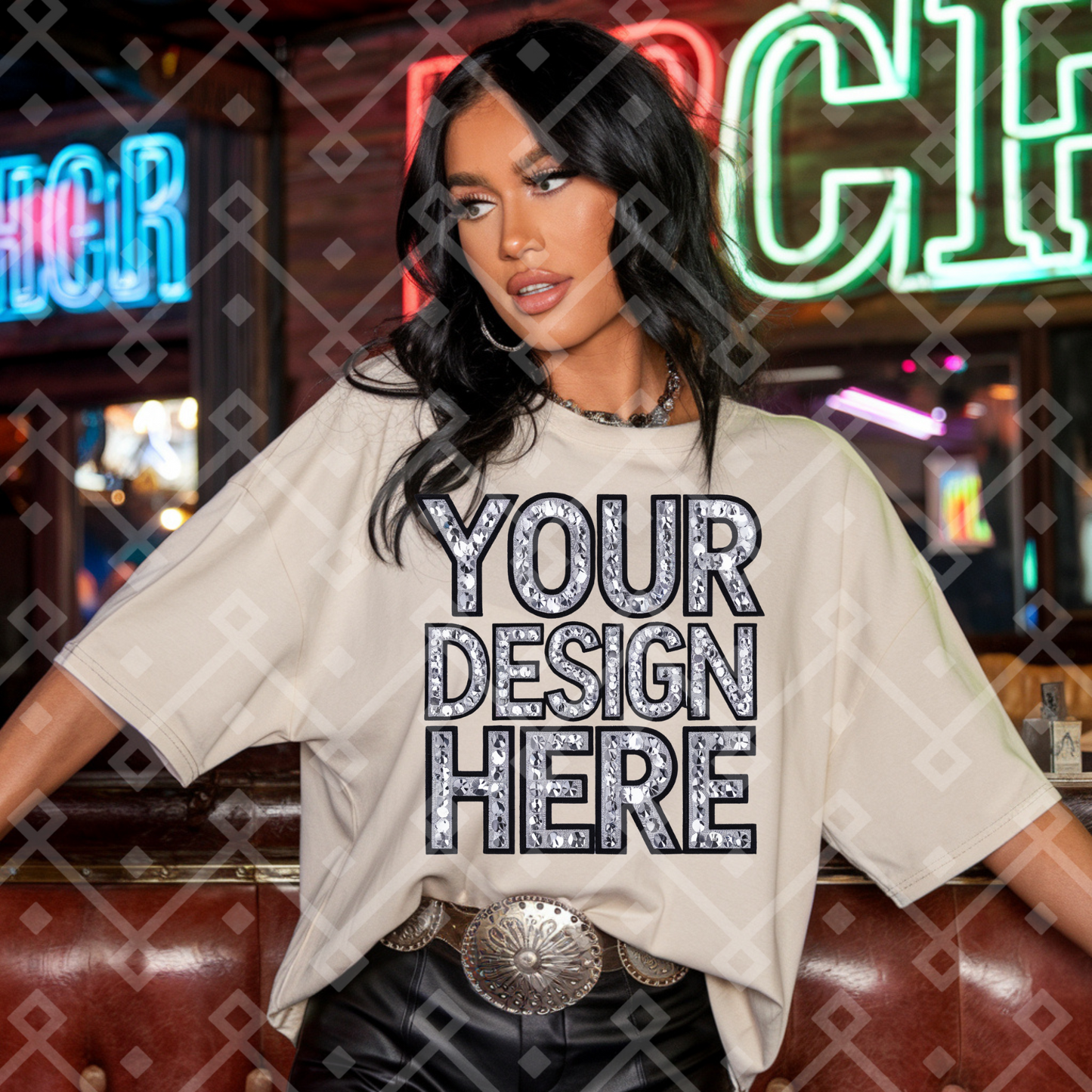 Sand Gildan Tee Cowgirl Mock Up