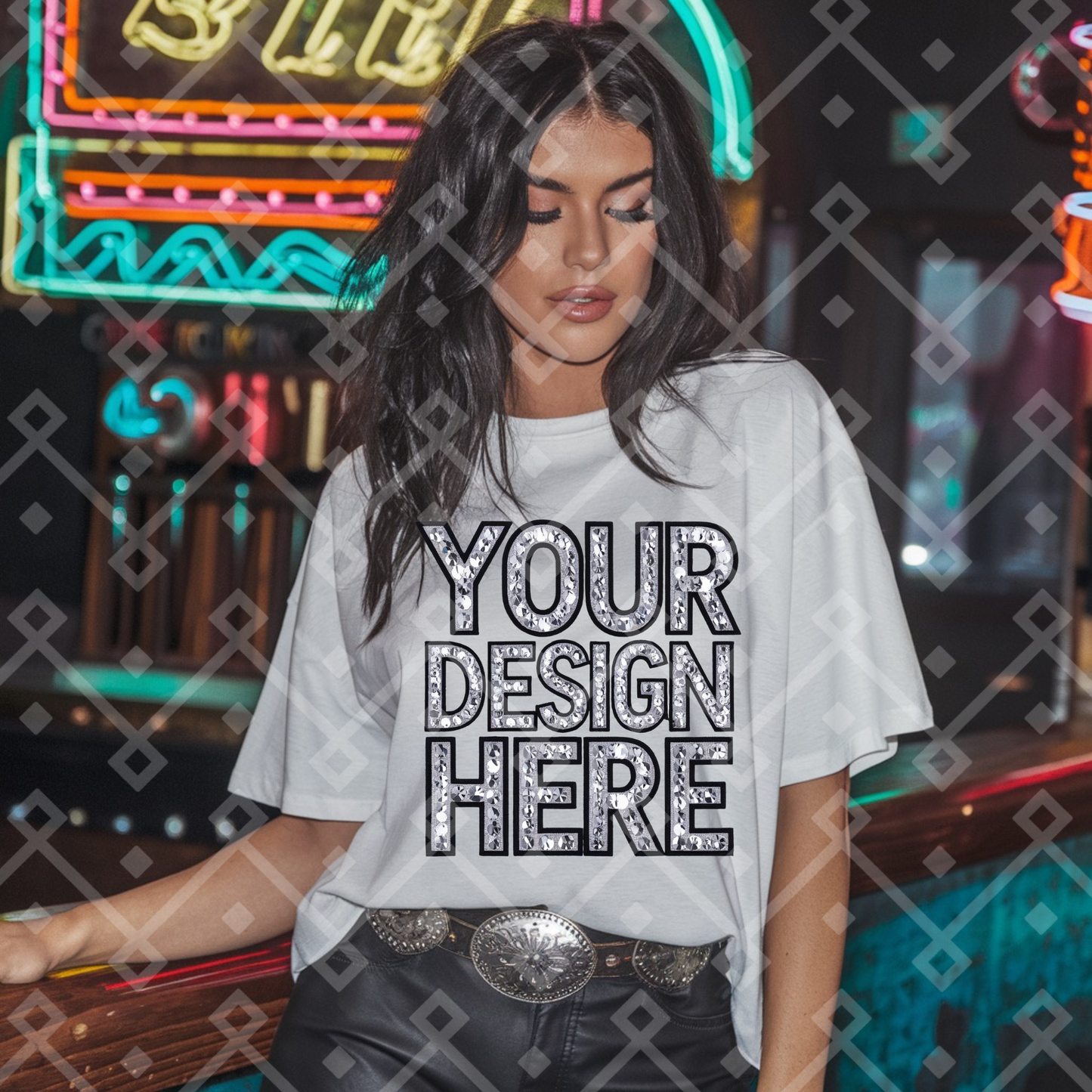 White Gildan Tee Cowgirl Mock Up