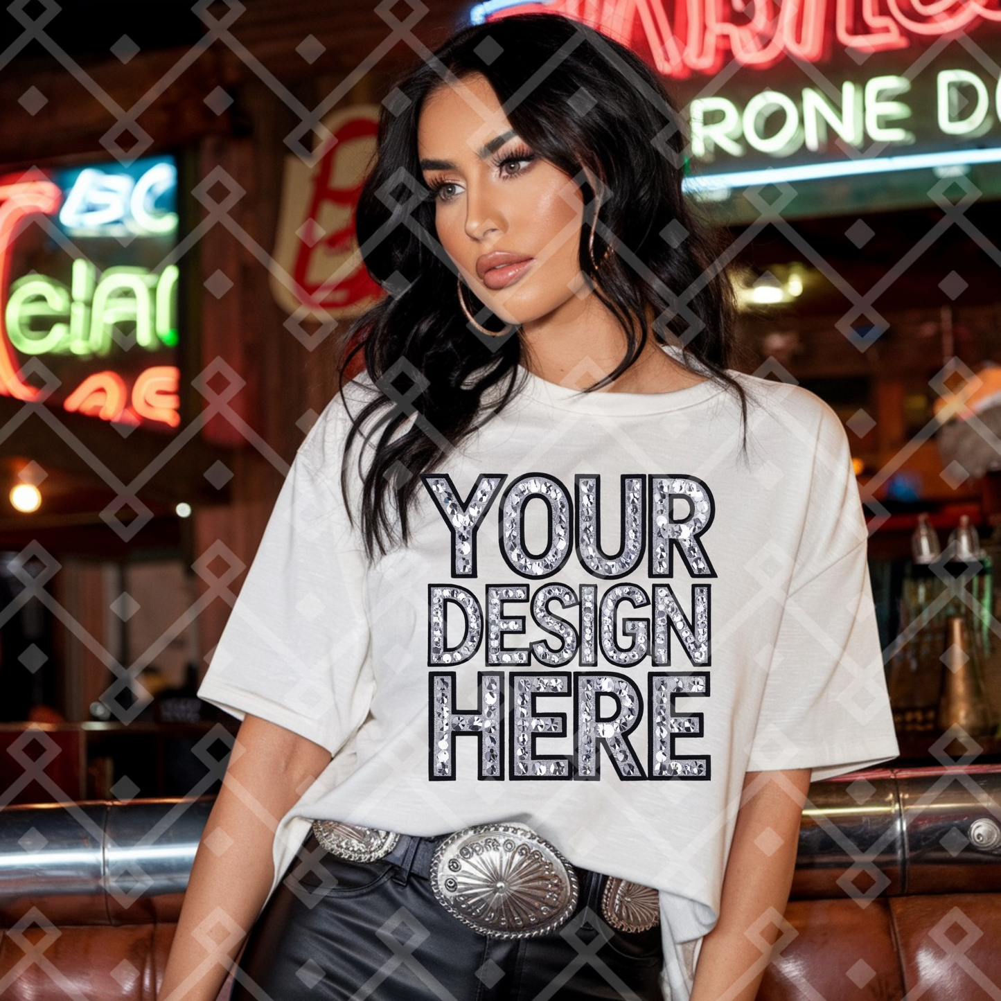 White Gildan Tee Cowgirl Mock Up