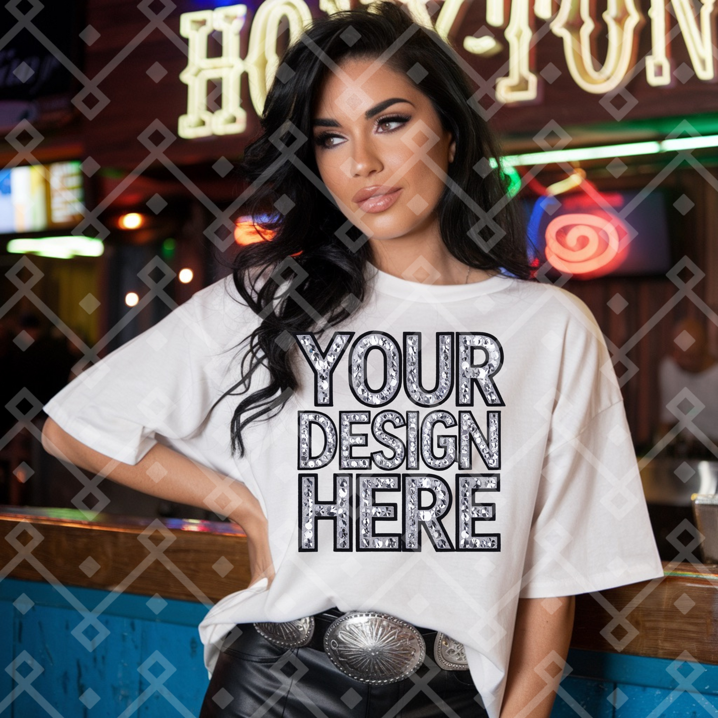 Gildan White Tee Cowgirl Mock Up