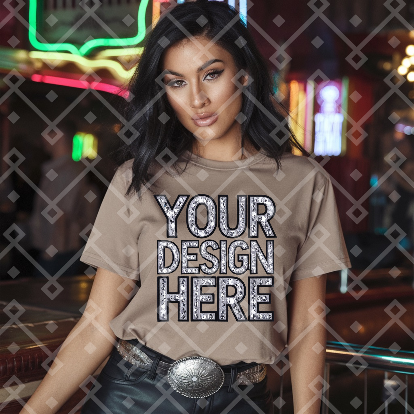 Unbranded Brown Tee Cowgirl Mock Up