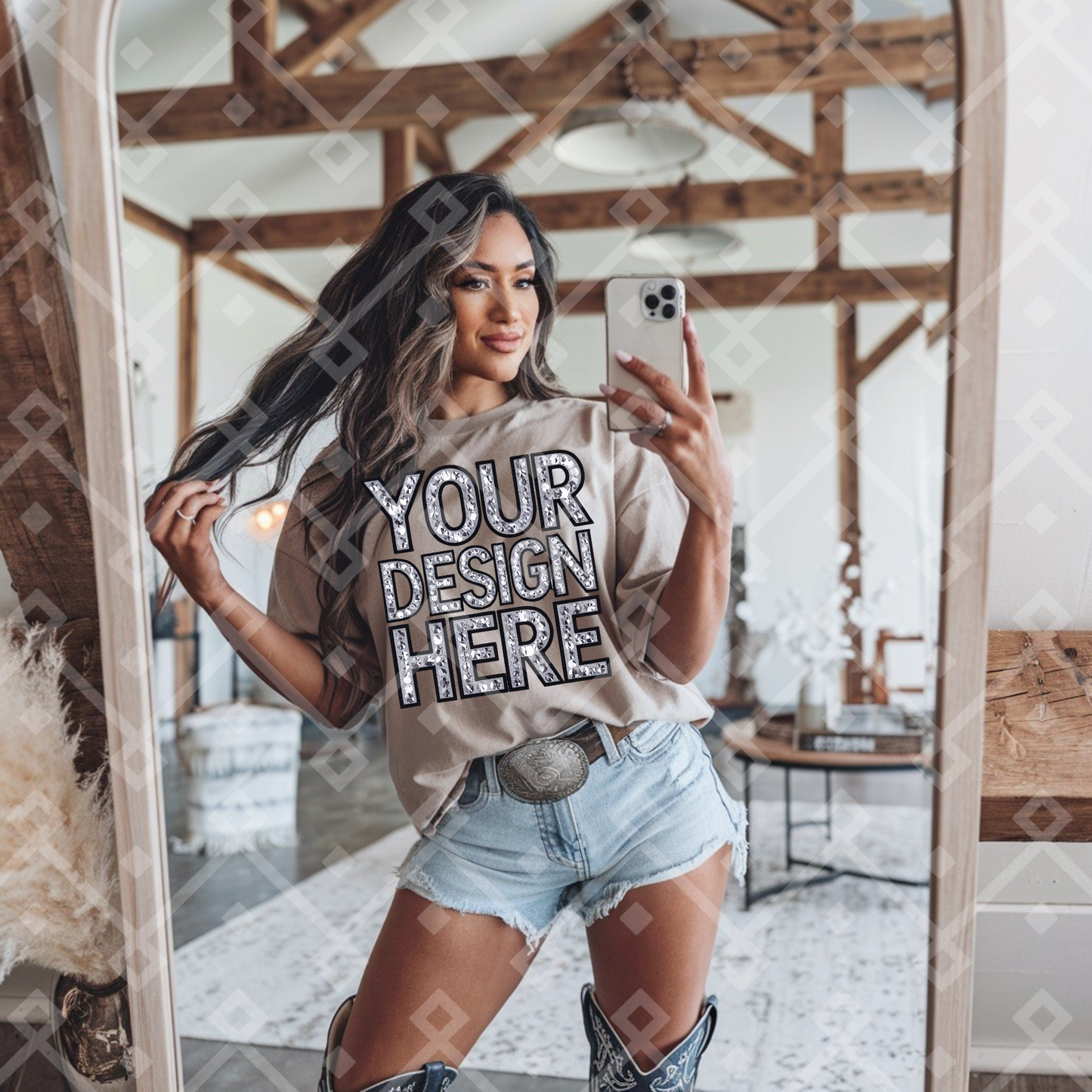 Unbranded Light Brown Tee Cowgirl Mock Up