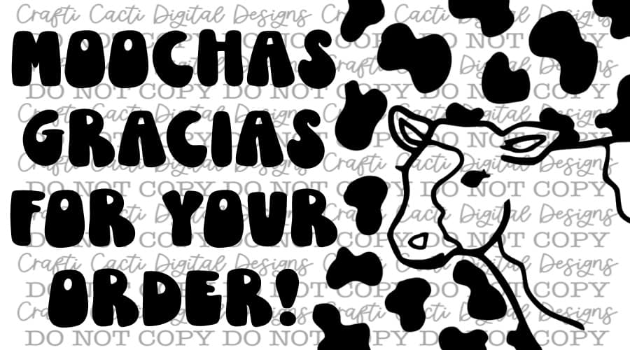 Moochas Gracias for your order Thermal Label Digital Download
