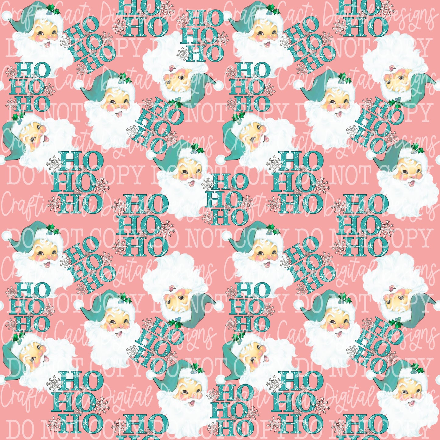 Blue Santa - Pink BG Seamless Digital Download