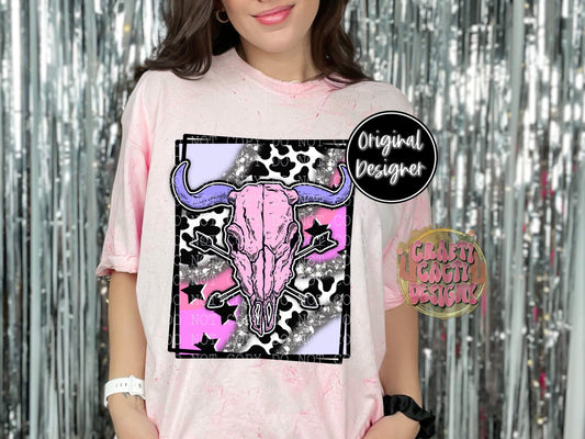 Retro Pink Bull Skull Digital Download