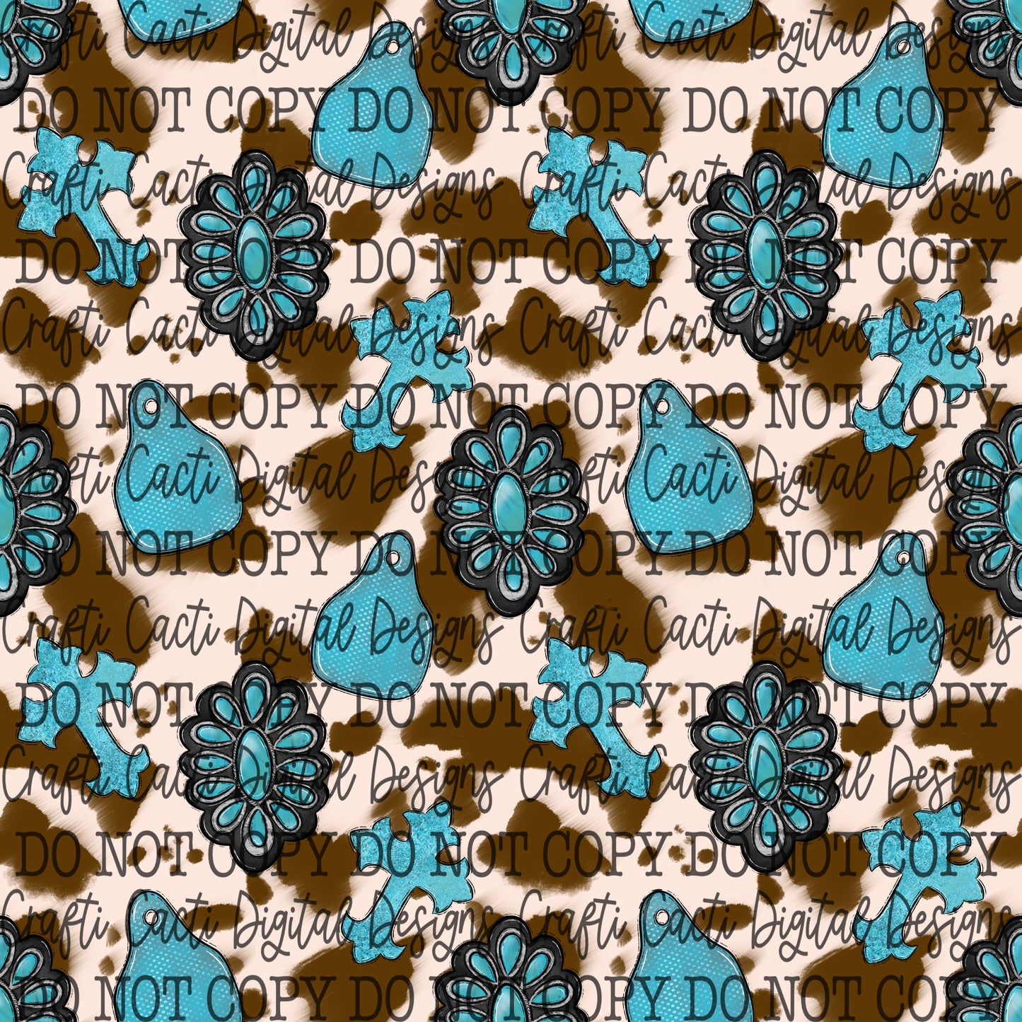 Concho Brown Cowhide Seamless Digital Download