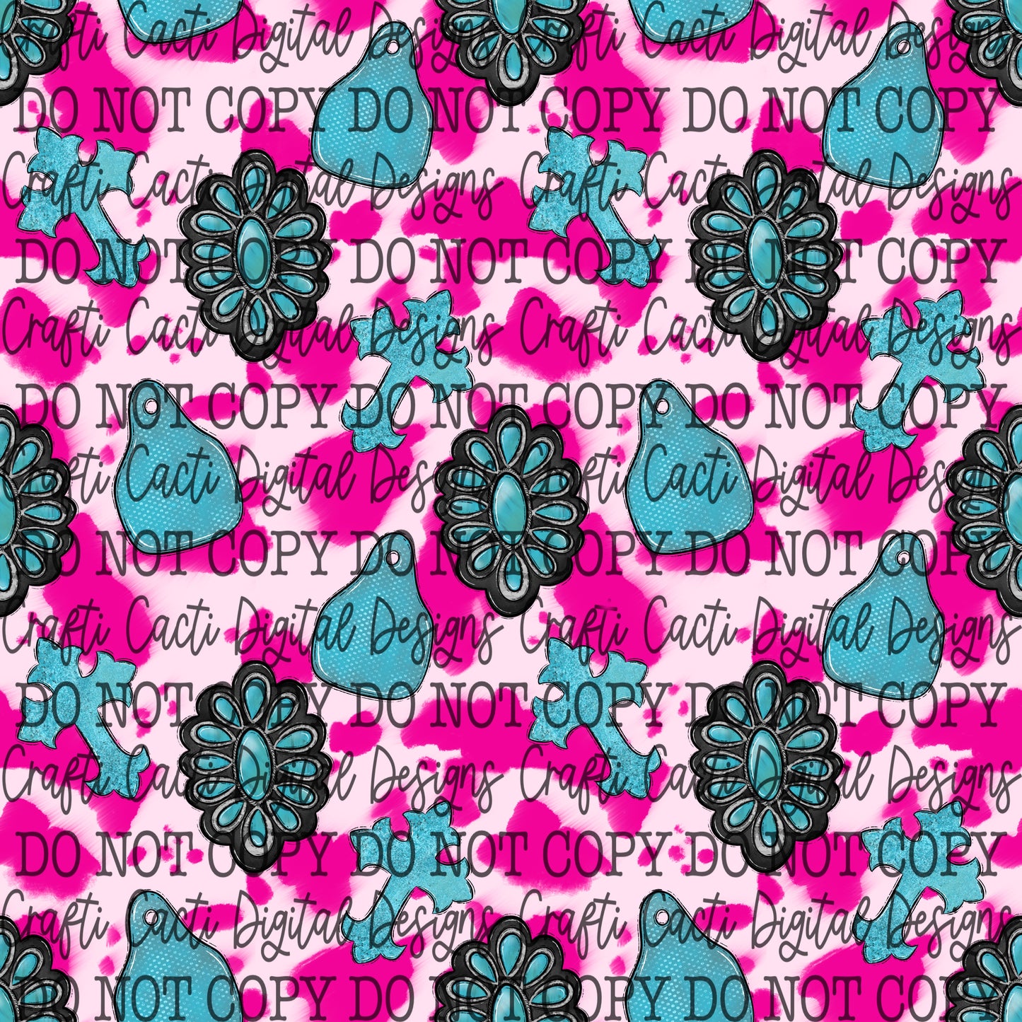 Concho Pink Cowhide Seamless Digital Download