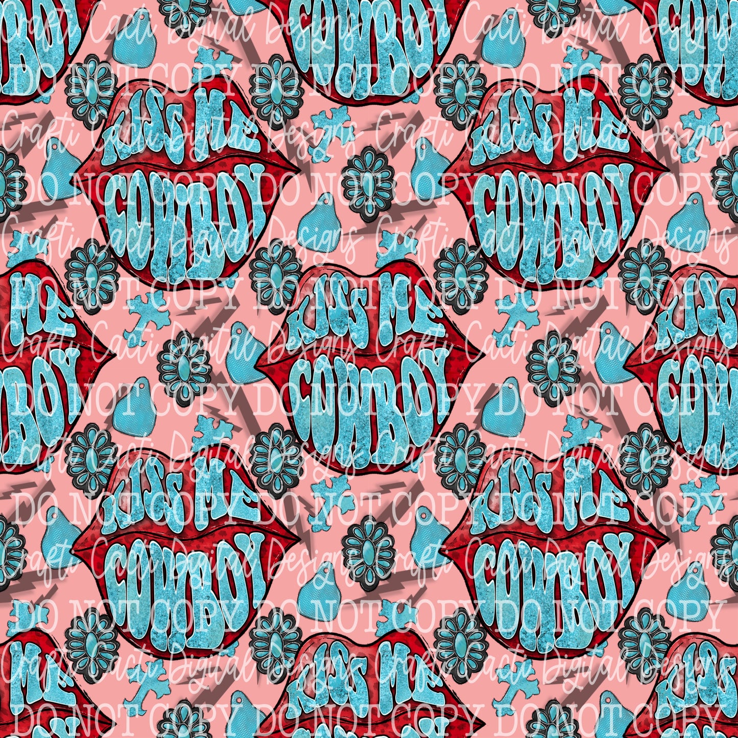 Kiss Me Cowboy Seamless Digital Download