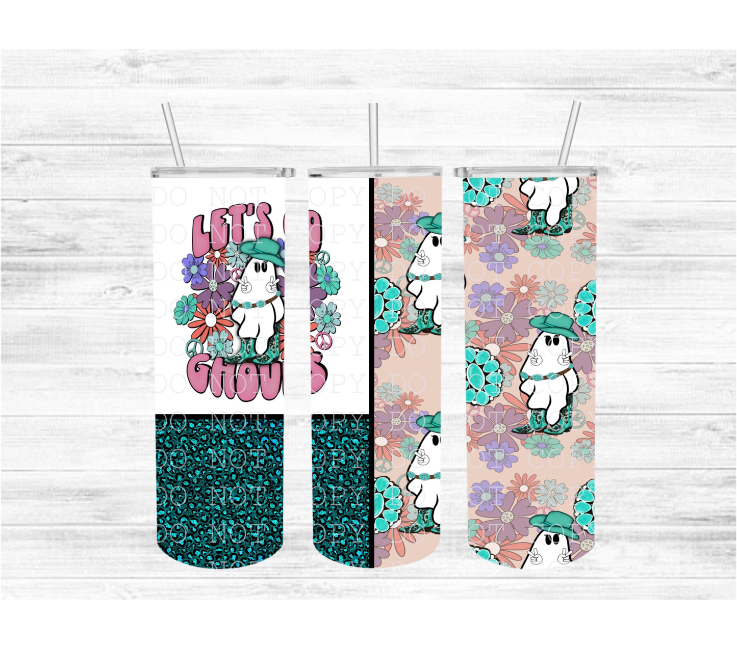 Lets Go Ghouls Split Tumbler Wrap Digital Download - 20 oz Tumbler