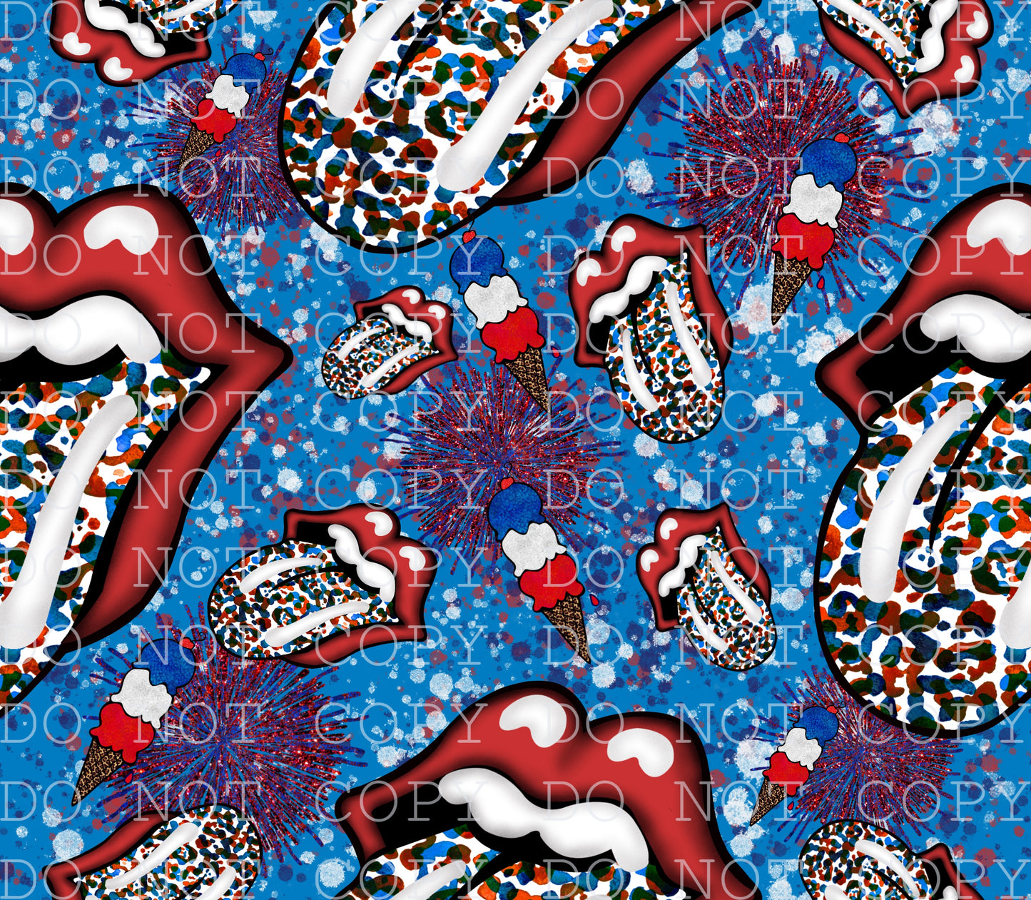 July 4th Rolling Stone Tongue Seamless Digital Download