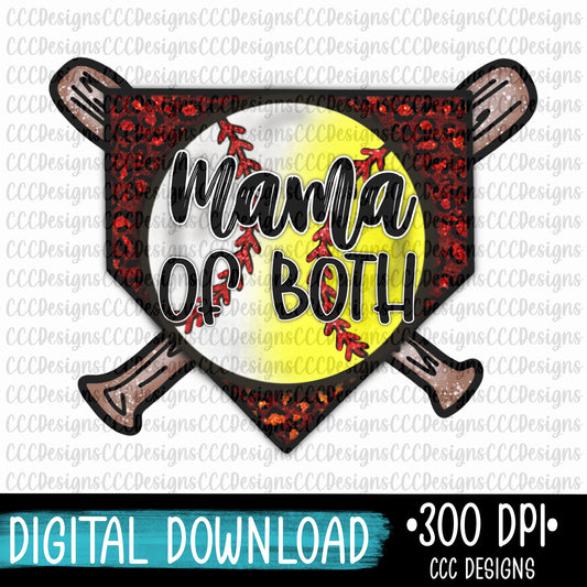 Mama Of Both - Baseball/Softball Digital Download