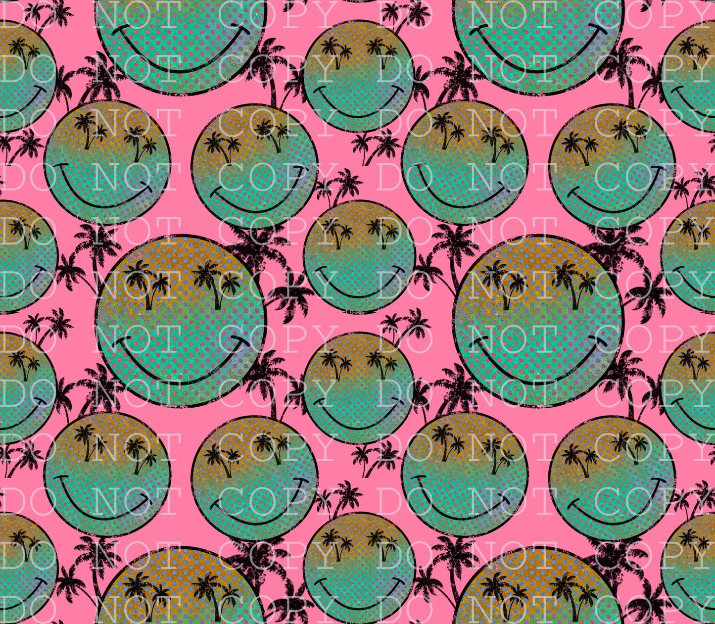 Palm Trees Smiley Seamless Digital Download