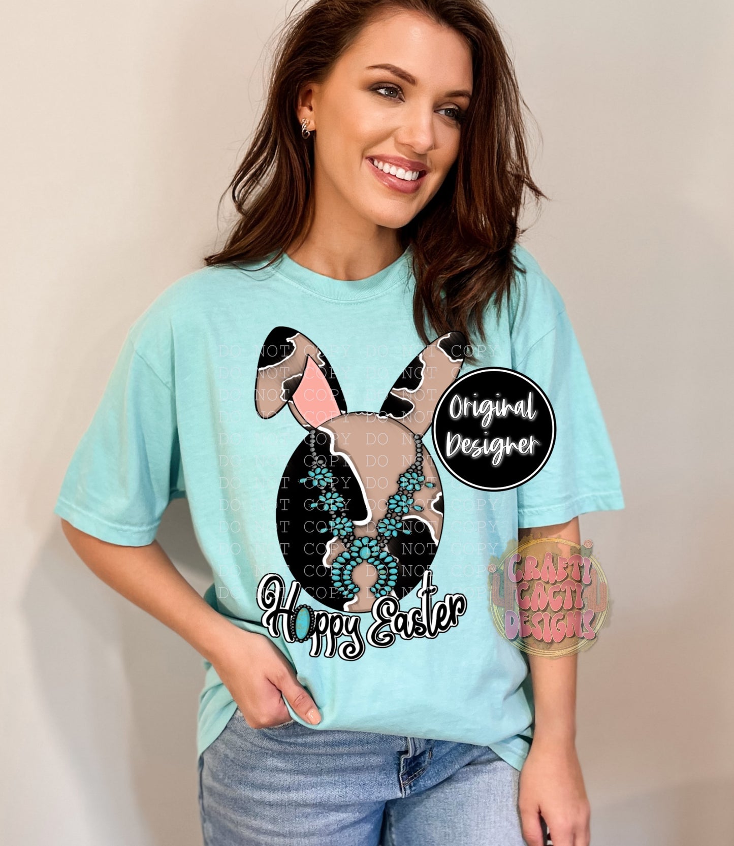 Happy Easter Cowhide Bunny Egg Digital Download