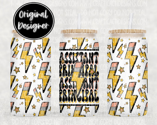 Assistant Principal Pencil Bolt 16 oz Tumbler Wrap Digital Download