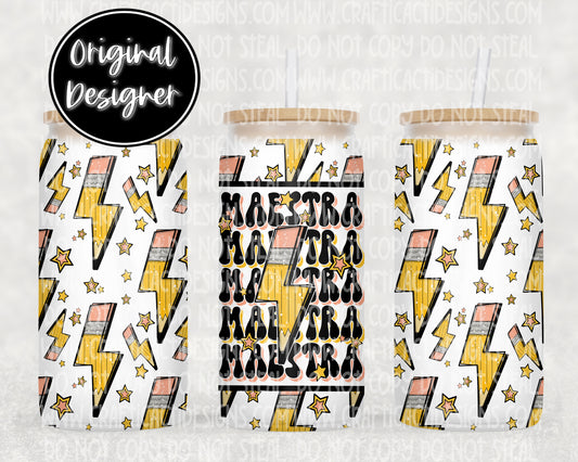 Maestra Pencil Bolt 16 oz Tumbler Wrap Digital Download