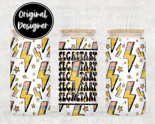 Secretary Pencil Bolt 16 oz Tumbler Wrap Digital Download