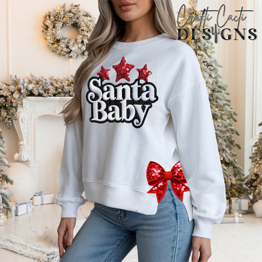 Santa Baby - Bow Design Included - Faux Embroidery Digital Download