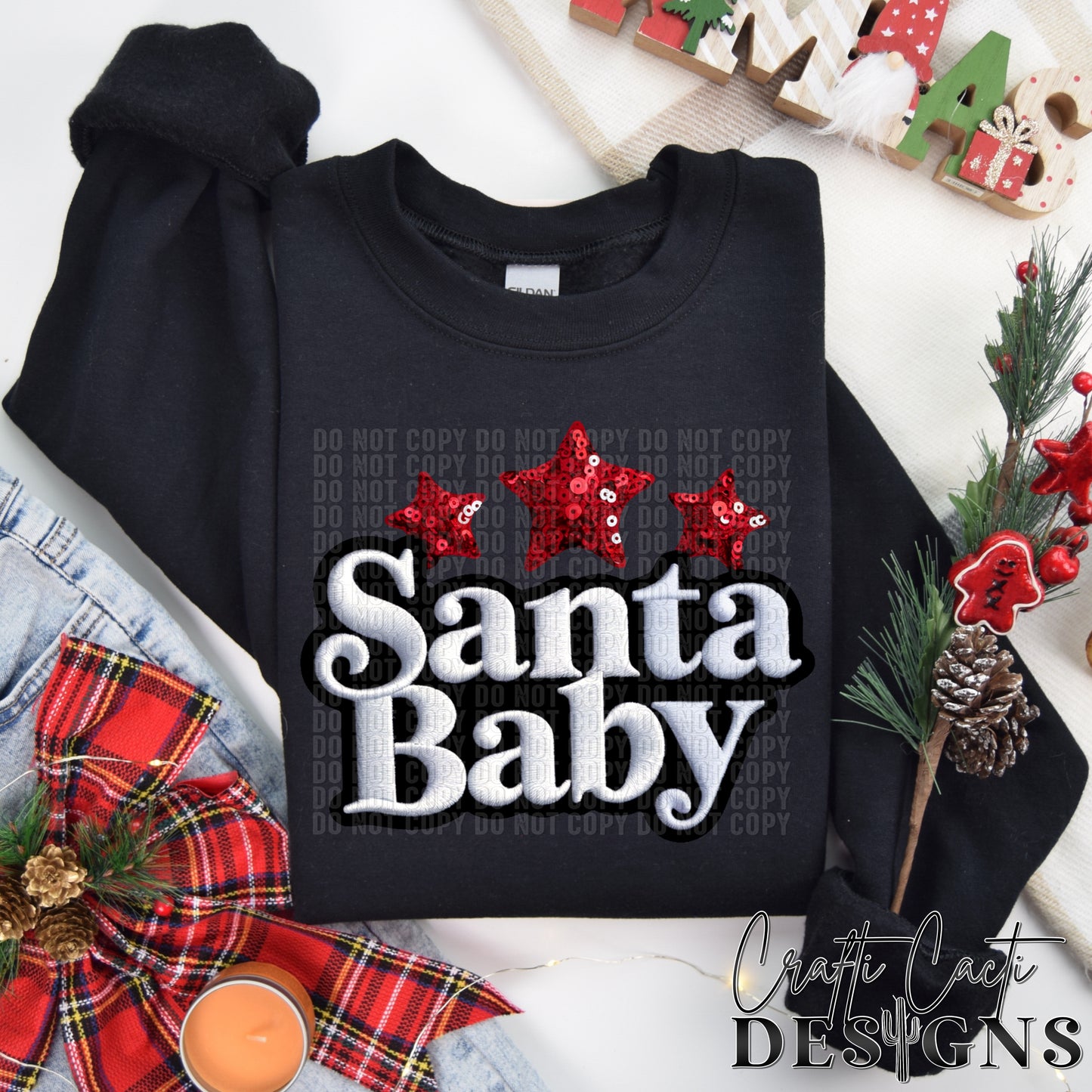 Santa Baby - Faux Embroidery Digital Download