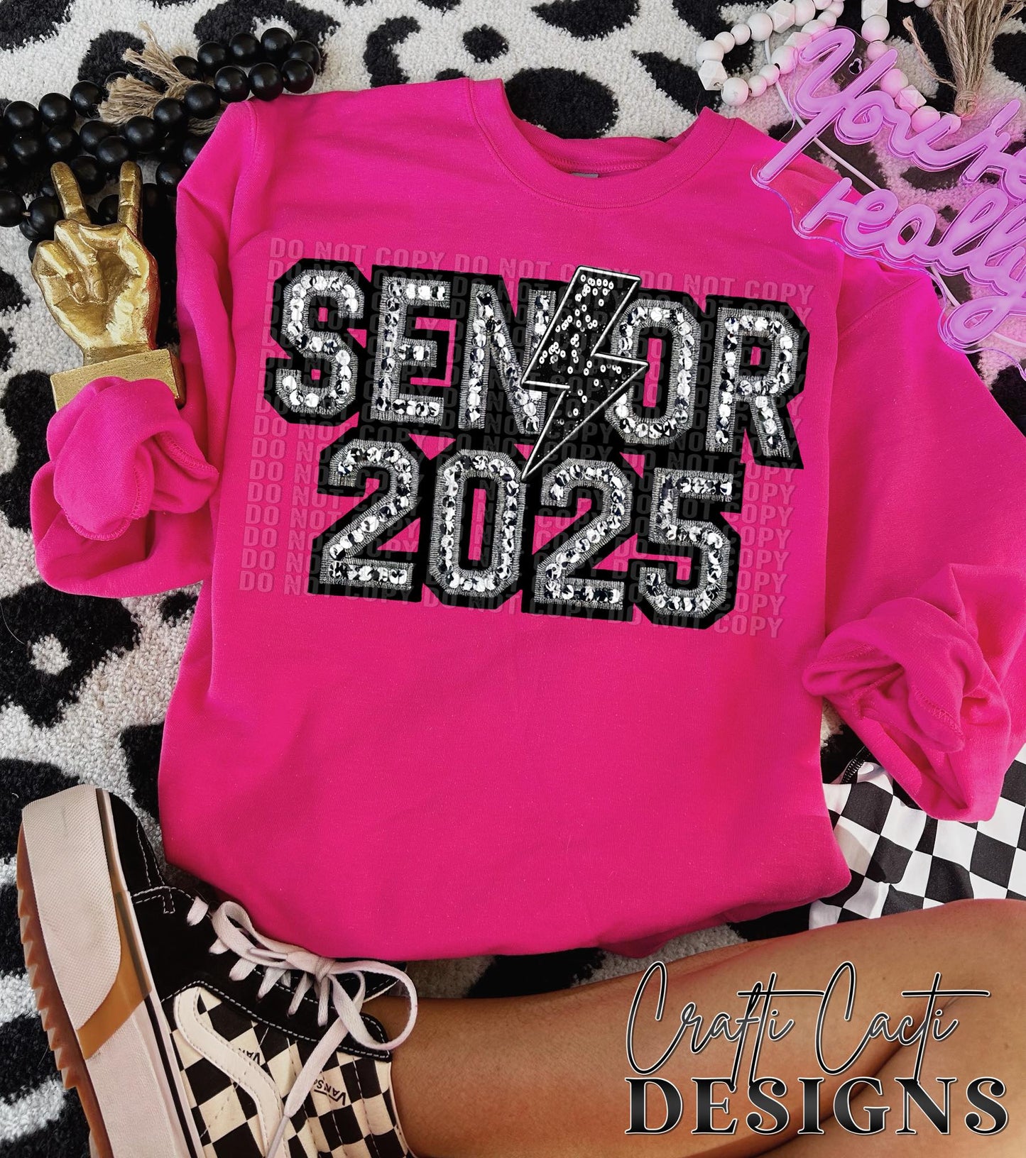 Senior 2025 Bling Faux Embroidery Digital Download