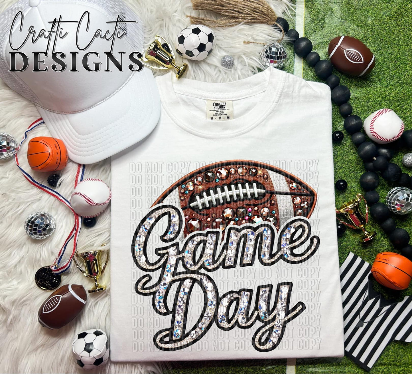 Faux Bling Game Day Football Digital Download