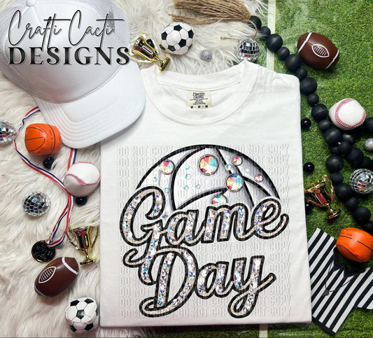 Faux Bling Game Day Volleyball Digital Download