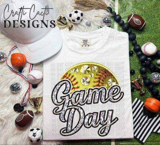 Faux Bling Game Day Softball Digital Download