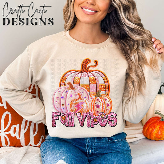 Fall Vibes Faux Embroidery Digital Download