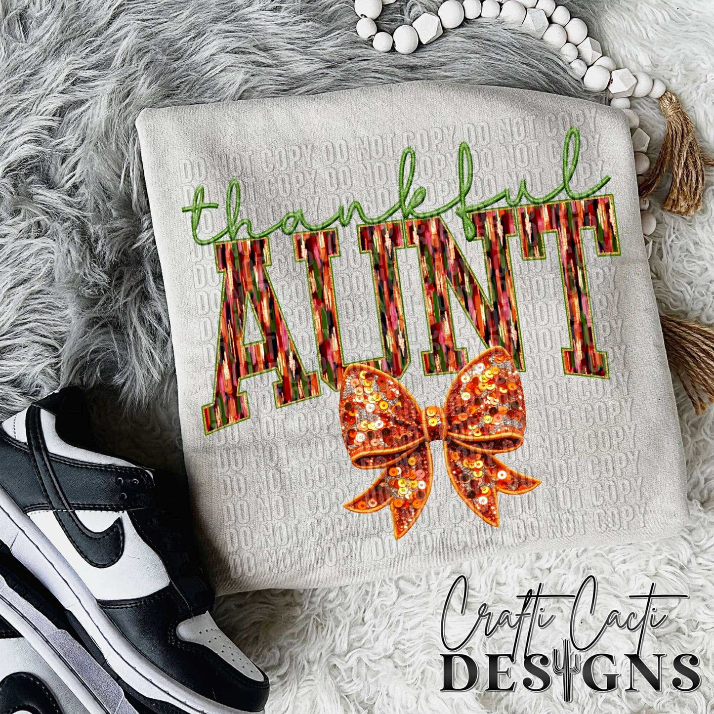 Thankful Aunt - Faux Embroidery Digital Download