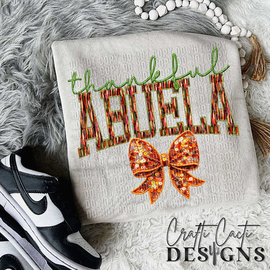 Thankful Abuela - Faux Embroidery Digital Download