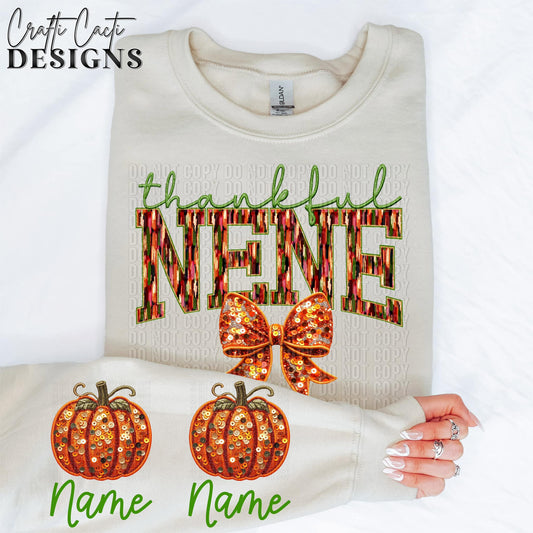 Thankful  Nene - Sleeve Design Included - Faux Embroidery Digital Download