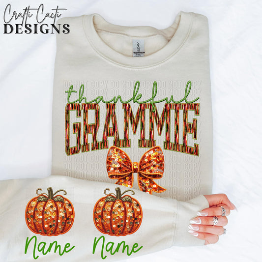 Thankful Grammie - Sleeve Design Included - Faux Embroidery Digital Download