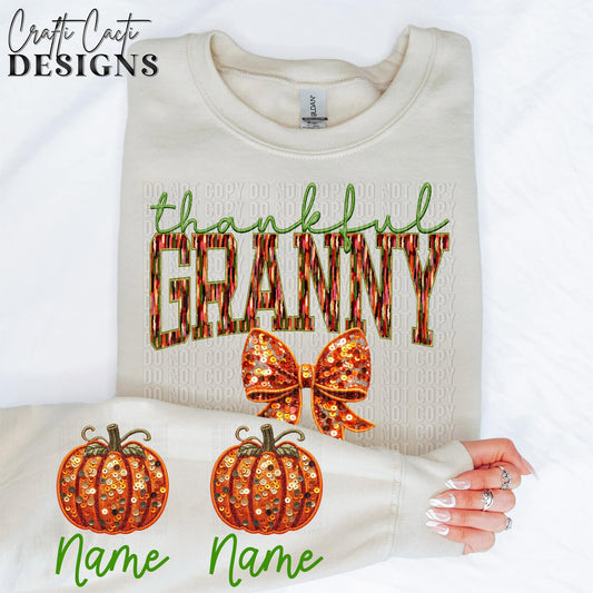 Thankful Granny - Sleeve Design Included - Faux Embroidery Digital Download