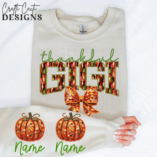 Thankful Gigi - Sleeve Design Included - Faux Embroidery Digital Download