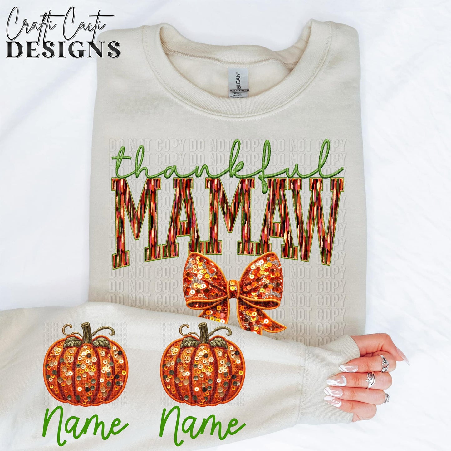 Thankful Mamaw - Sleeve Design Included - Faux Embroidery Digital Download