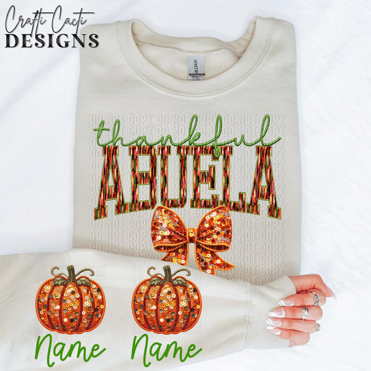 Thankful Abuela - Sleeve Design Included - Faux Embroidery Digital Download