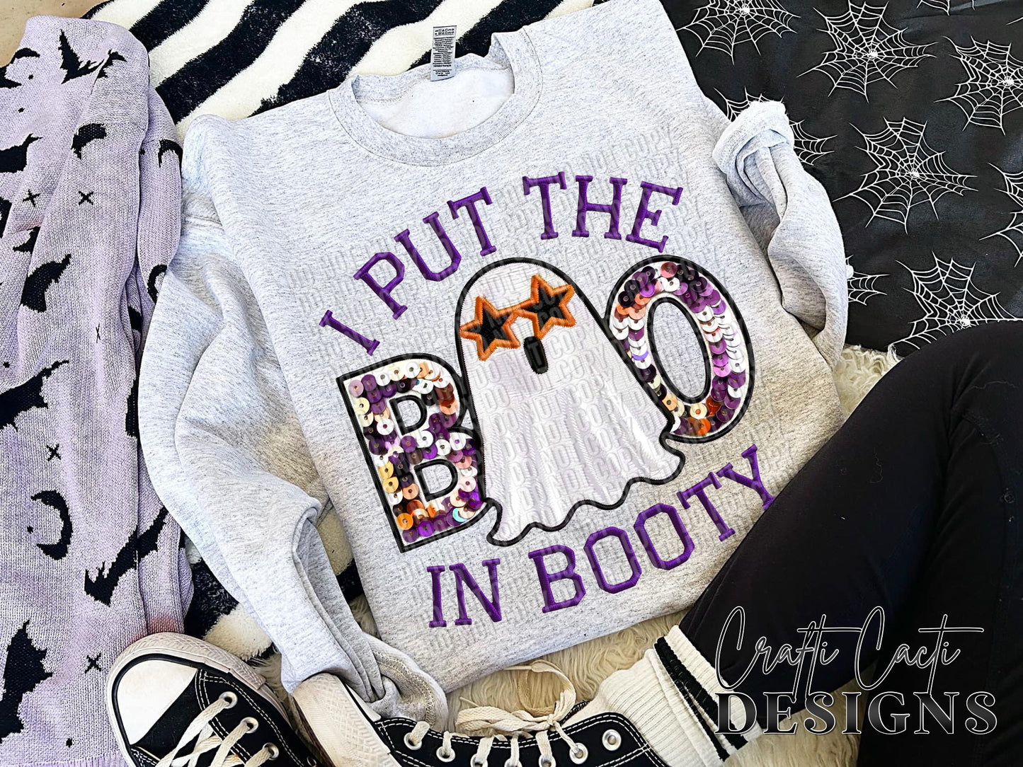 I Put The Boo In Booty - Faux Sequin Embroidery - Digital Download