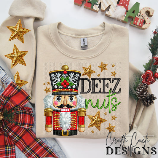 Deez Nuts - Sleeve Design Included - Faux Embroidery Digital Download