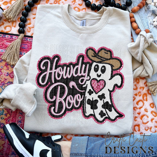 Howdy Boo - Faux Embroidery - Digital Download