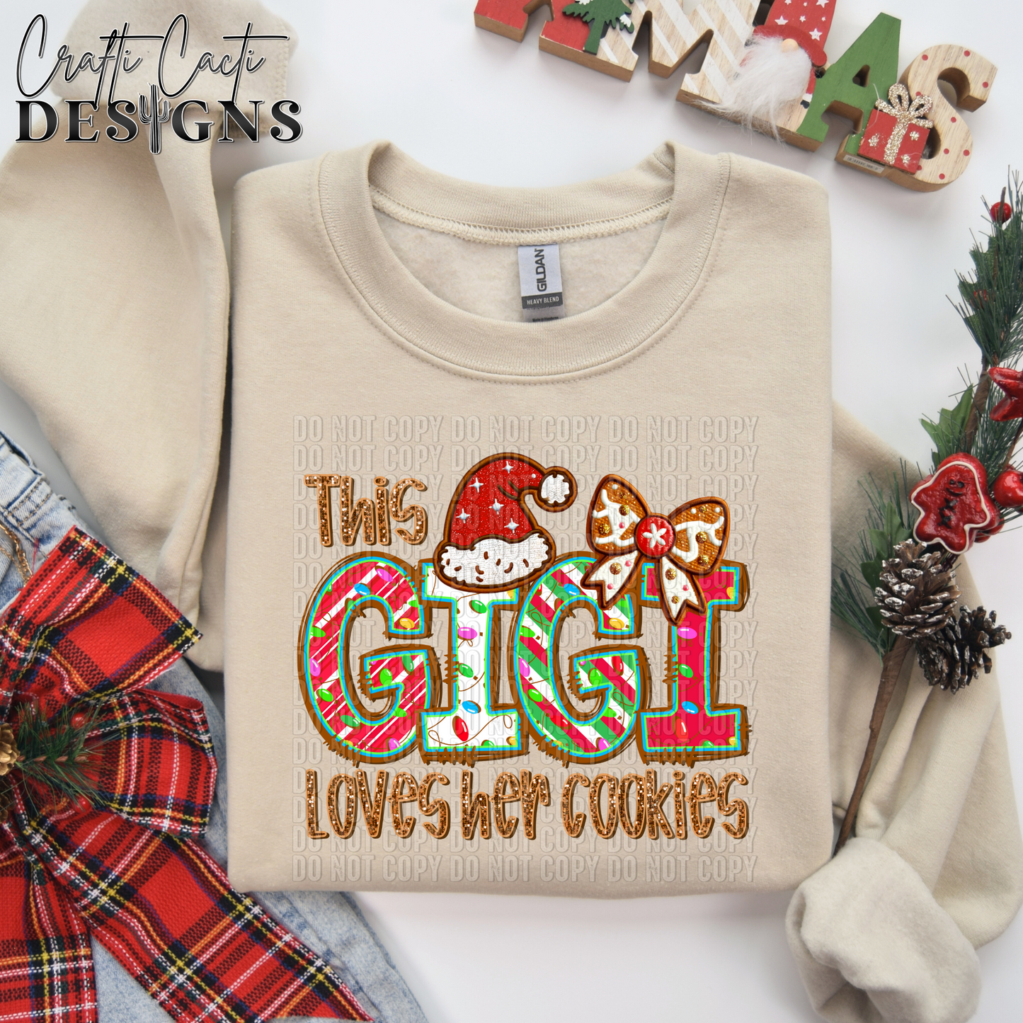 This GIGI Loves Her Cookies - 2 Options Available - Faux Embroidery Digital Download