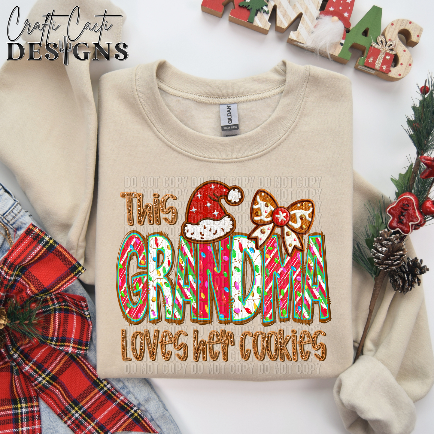 This GRANDMA Loves Her Cookies - 2 Options Available - Faux Embroidery Digital Download