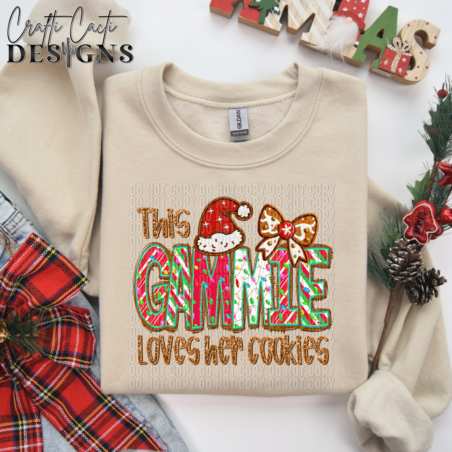 This GAMMIE Loves Her Cookies - 2 Options Available - Faux Embroidery Digital Download