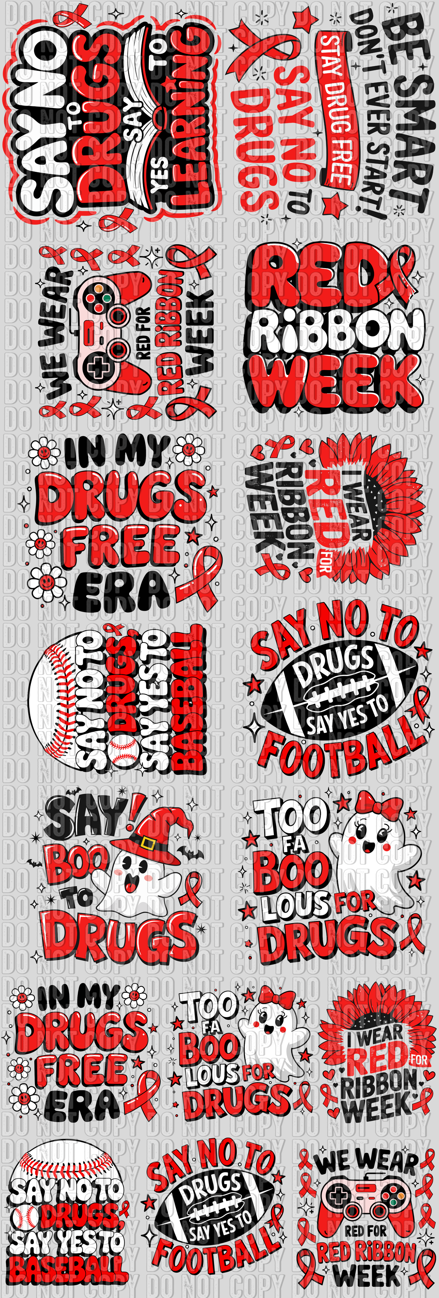 Red Ribbon Week Pre-Made Gang Sheet