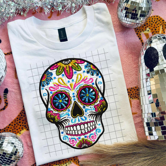 Sugar Skull - Faux Embroidery Digital Download