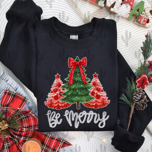 Be Merry Red Faux Embroidery + Sequin Digital Download