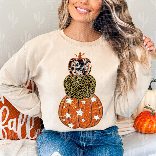 Preppy Pumpkins Faux Embroidery Digital Download