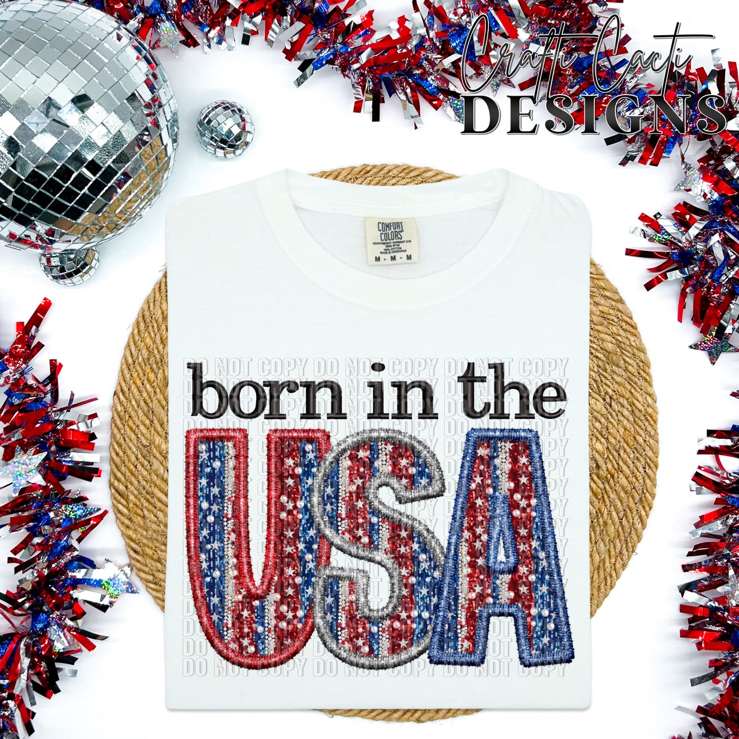 Born In The USA Faux Embroidery Digital Download