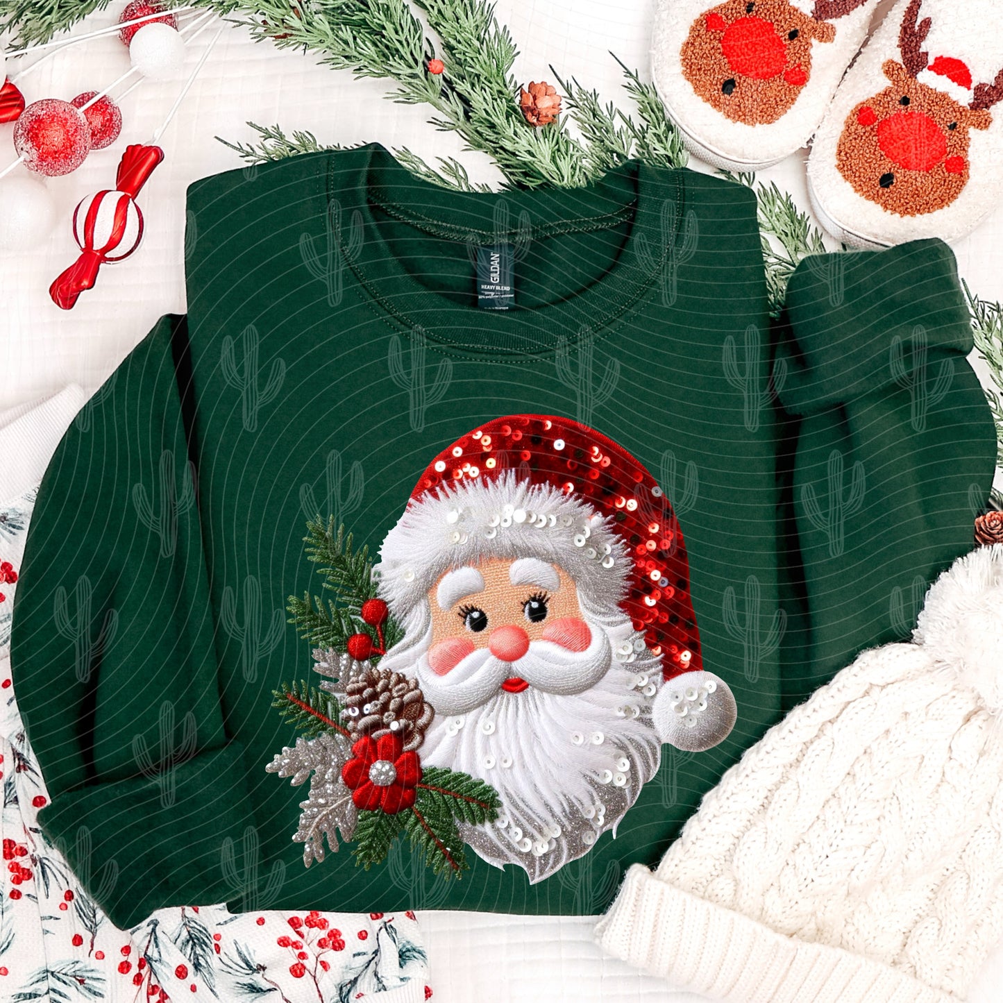 Santa Faux Embroidery + Sequin Digital Download